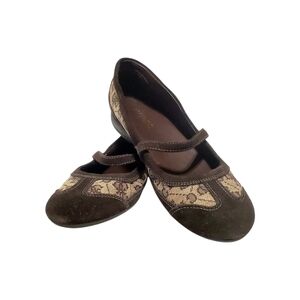 GUESS Black Suede/Leather/Signature Fabric Flats/Mary Janes Size 7